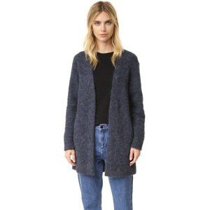 Acne Studios Raya Short Mohair Open Cardigan Sweater w Pockets Dark Blue Size XS